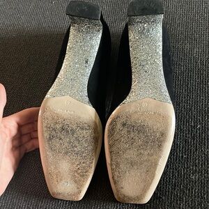 Miu miu black heels with a silver glitter bottom